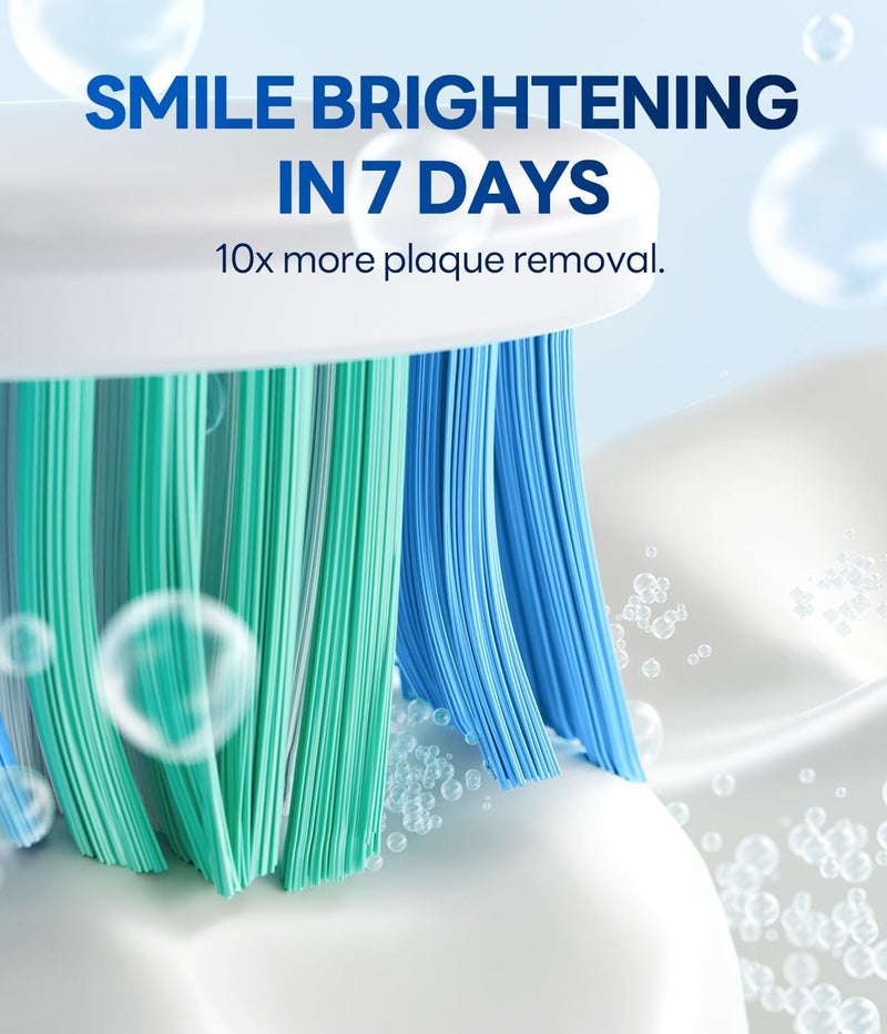 Bymore Electric Toothbrush for Adults,Travel Sonic Toothbrush Set with 8 Replacement Heads, Deep Clean Rechargeable Toothbrush One Charge for 70days 5 Modes 2mins Timer-Bright White - Image 2